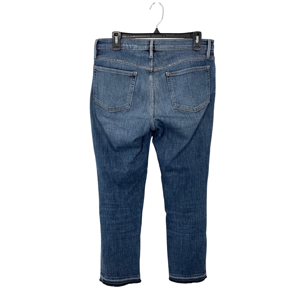 FRAME Le Nouveau Straight Jeans Women Size29 Blue Wash High Rise Split Raw Hem - Picture 4 of 12